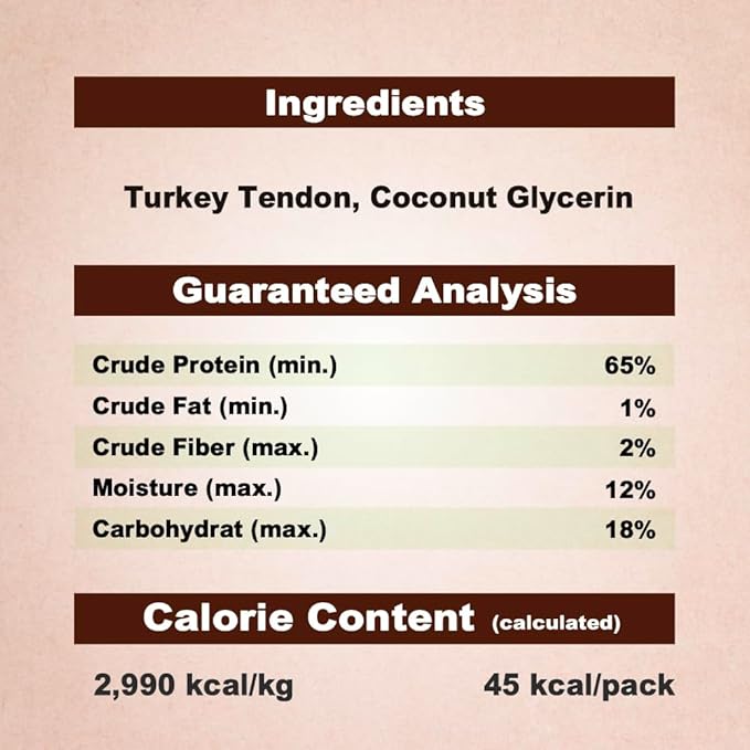 Afreschi Natural Turkey Tendon Bone (S) 40 Units/Box, Dog Treats for Signature Series, All Natural Human Grade Puppy Chew, USA-Sourced Turkey Tendon, Hypoallergenic, Rawhide Alternative