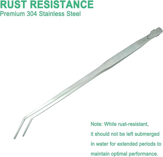 18.9 inch Aquarium Tweezers with Hanger, 2025 New Extra Long Feeding Tongs, Stainless Steel Large Aquascape Tools for Fish Tank, Terrarium, Aquascaping, Reptile Snake (Curved)