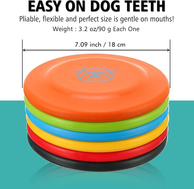 Dog Flying Disc, 3 Pcs Competition Dog Flyer Toy, Soft Indestructible Rubber Lightweight Flying Discs Toy for Dogs - Floats On Water, Gentle On Teeth and Gums