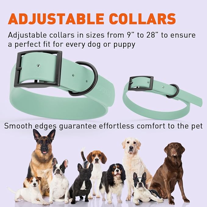 Dogline Biothane Waterproof Dog Collar Strong Coated Nylon Webbing with Black Hardware Odor- Proof for Easy Care Easy to Clean High Performance Fits Small Medium or Large Dogs, Sage Green