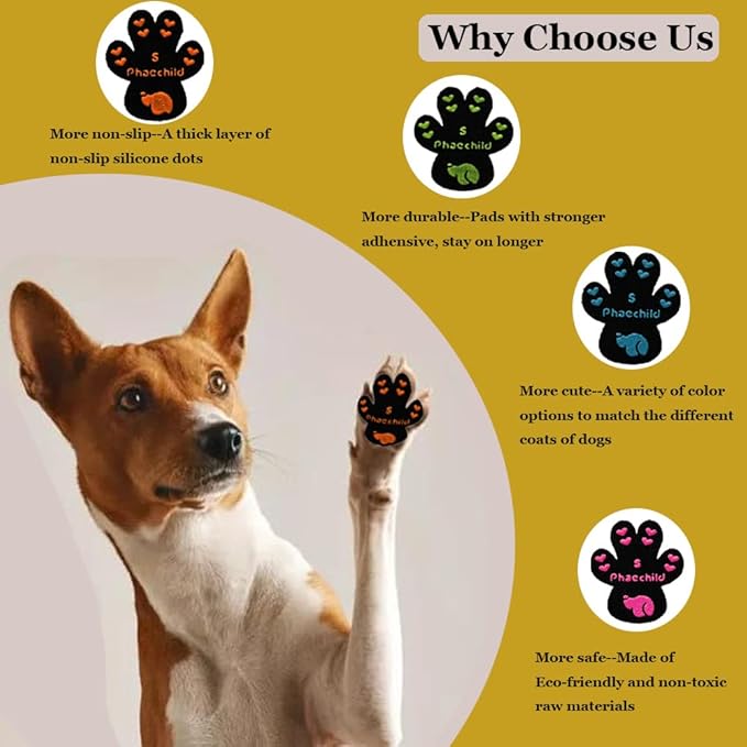 Dog Paw Pads Anti-Slip Grips,Dog Paw Protectors for Senior Dogs on Hot Pavement,Provides Traction to Keep Them from Slipping on Smooth Floors 20 sets-80 Pads Black XXL