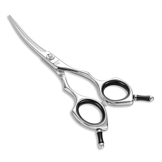 Dog Grooming Scissors 5'' Small Curved Pet Shears Super Light Professional 440C Stainless Steel Pet Shears for Trimming Face and Paws Nose Ear Easy Use.
