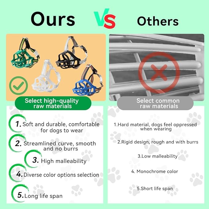 Dog Muzzle, Basket Muzzle for Small Medium Large Dogs, Anti-Biting and Chewing, Lightweight & Sturdy Cage Design, Allows Panting & Drinking, Ideal for Grooming & Training(Green Size XL)