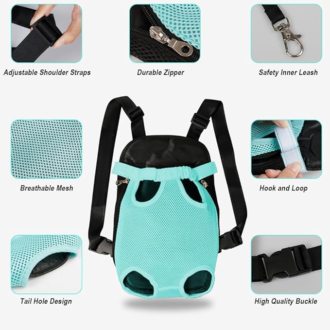 FEimaX Dog Carrier Backpack Pet Legs Out Front Cat Travel Bag, Adjustable Puppy Backpacks Carriers Hands-Free for Small Medium Dogs Cats Hiking Traveling Camping Daily Walking