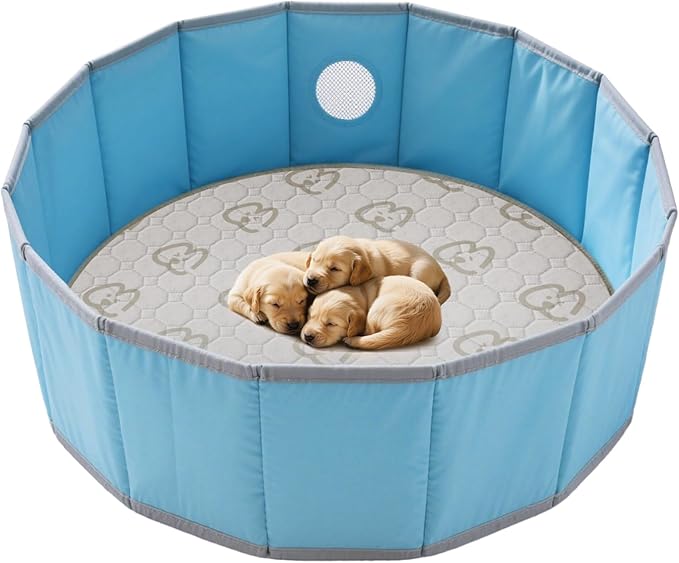 FXW Washable Pee Pads for Dogs, Puppy Pads with Super Absorbent, Specifically Designed for Whelping Box, 32" Round, Khaki, 2 Packs