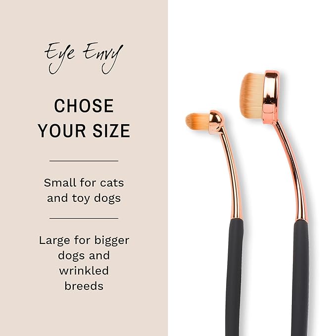 Eye Envy ProPowder Applicator Brush for Dogs and Cats. Use to Safely and Evenly Apply Tear Stain Powder. Large. Washable Superfine Fiber Hair. Long Tapered Bristles. Ergonomic Handle