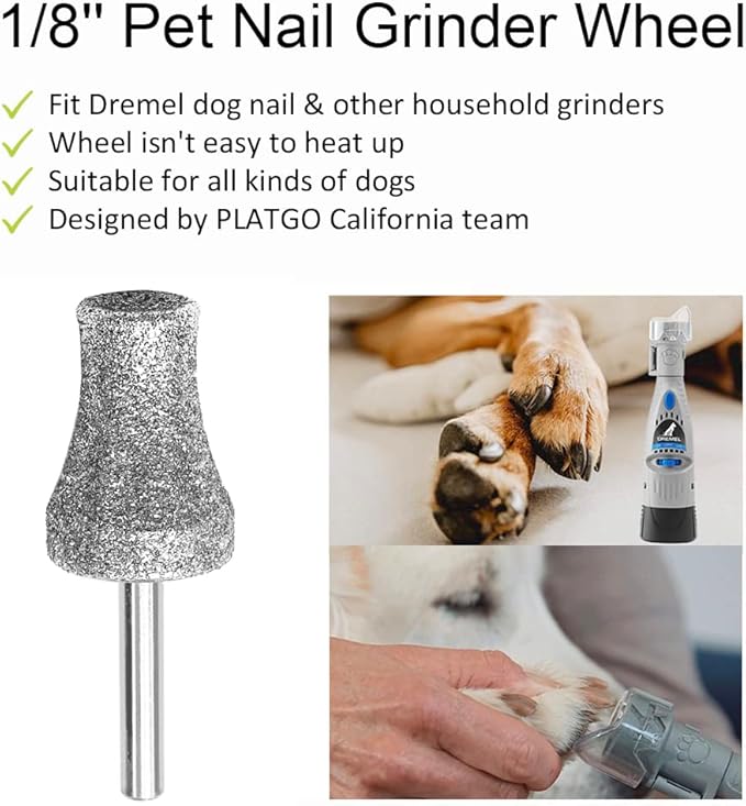 Diamond Dremel Dog Nail Grinder FlashB, Dogs&Pets Nail Care, 1/8'' Pet Nail Grinder Wheel Work with Dremel Sanding Drums for Animals Nail Care & Home Grinder Tools
