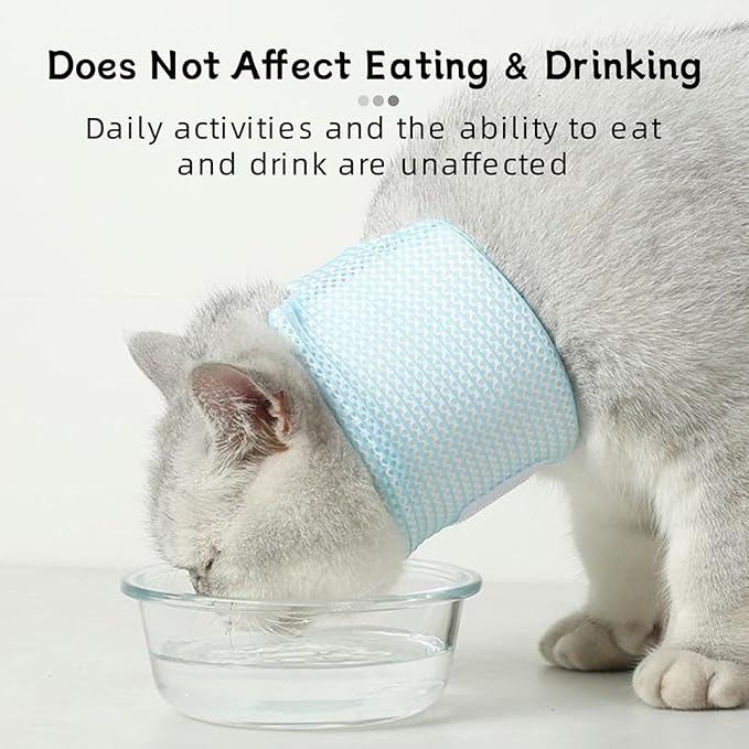 Cat Neck Brace Cover - Breathable & Adjustable Elizabethan Collar for Post-Surgery Recovery Anti-Scratch Anti-Lick Protection, Cervical Cone for Small Medium Large Dogs Puppies Kittens (Medium,Blue)