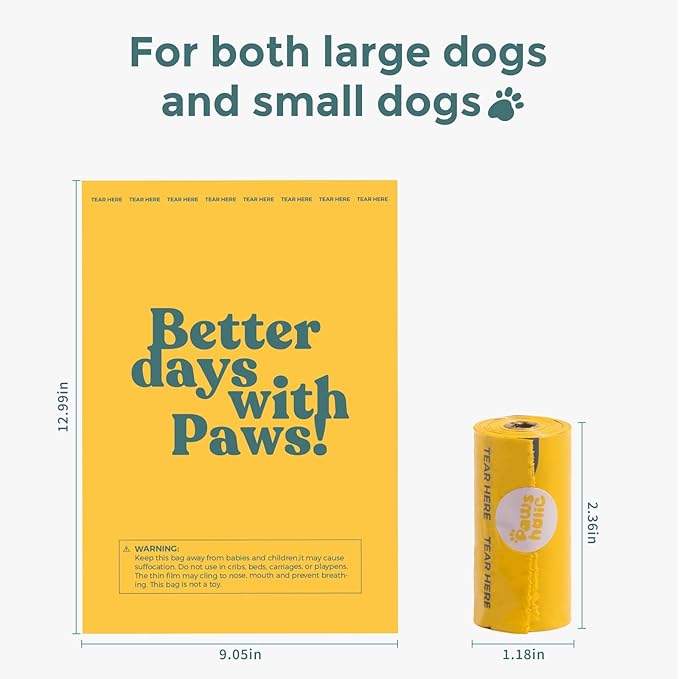 Dog Poop Bags Rolls Biodegradable 100% Leak Proof Thickened Dog Waste Bags -270 Count 18 Rolls - Cornstarch Based Doggie Poop Bag for Puppy and Big Dogs(Unscented)