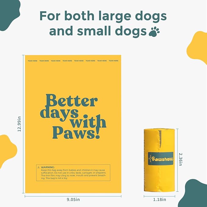 Dog Poop Bags Rolls Biodegradable 100% Leak Proof Thickened Dog Waste Bags -120 Count 8 Rolls - Doggie Poop Bag for Small and Big Dogs(Unscented)