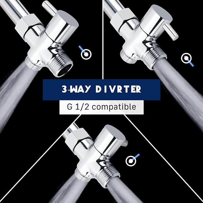 Dog Shower Attachment for Pet Bath,Dog Washing Hose Attachment,Dog Wash Sprayer Kit Includes 2-mode Dog Shower Handheld,118 Inches Stainless Steel Hose,G1/2" Metal Shower Diverter (Sprayer Kit)