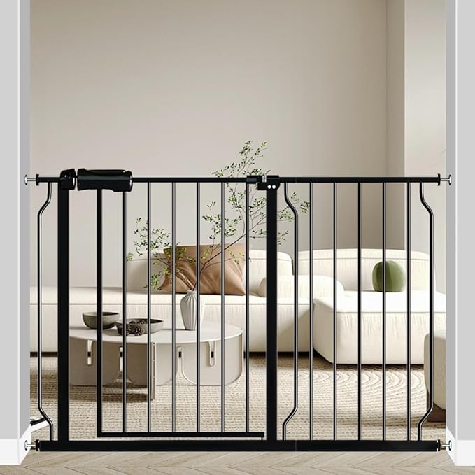 Fairy Baby Safety Gate 14.17 inch Extension for Extra Wide Baby Gate Dog gate Pressure Mounted Walk Through Pet Gate Black