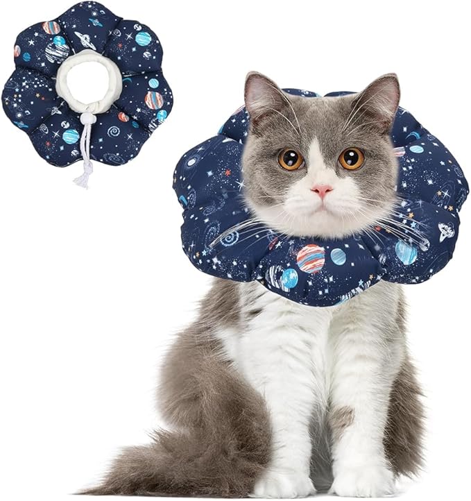 ComSaf Cat Cone Collar Soft, Protective Adjustable Cat Cones to Stop Licking After Surgery, Comfortable Lightweight Elizabethan Collar for Kitten Prevent from Licking Wounds, Not Block Vision