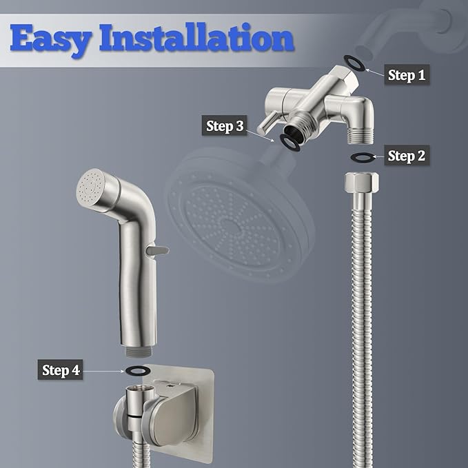 Dog Shower Attachment Metal, YDmeet Pet Shower Attachment for Fast and Clean Pet Bathing and Dog Washing, Brass Shower diverter, Adjustable Pet Shower Sprayer, 8 ft Hose and Shower Holder, Brushed