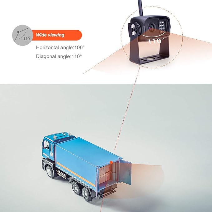 Digital Wireless Backup Camera System, Dual HD 720P Camera with Infrared Night Vision and Wide Viewing Angles, 7inch Wireless Monitor Split Screen for Trailer, RVs, Camper, 5th Wheel, etc