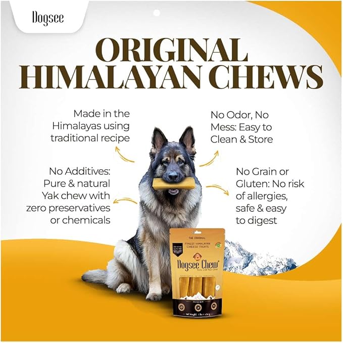Dogsee Original Himalayan Yak Cheese Dog Chews XL - 6 Chews | Dog Treats Rawhide Free | Fight Plaque & Tartar | All Natural Long Lasting | Odourless and Great for Cleaning Teeth