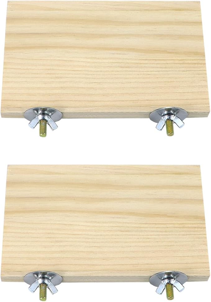 2pcs Bird Perch Platform Flat Stand Beak Paw Grinding Wood for Parrot Parakeet Cockatiel Lovebird Conure Finch Budgie