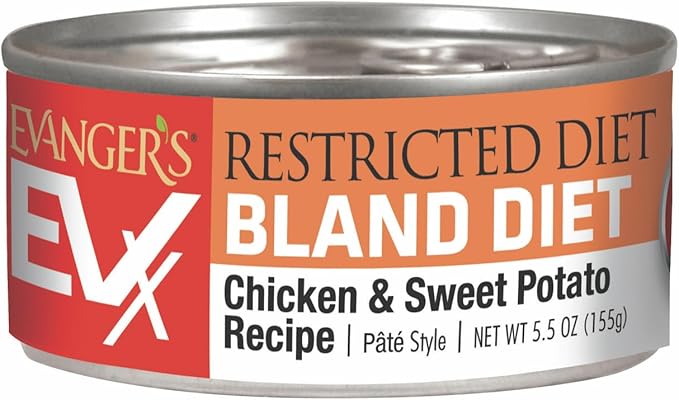 Evanger's EVX Restricted Diet Bland Diet Canned Cat Food – 24 Count, 5.5 oz Each – Chicken & Sweet Potato Recipe with Prebiotics & Postbiotics for Digestive, Microbiome & Gut Health Support