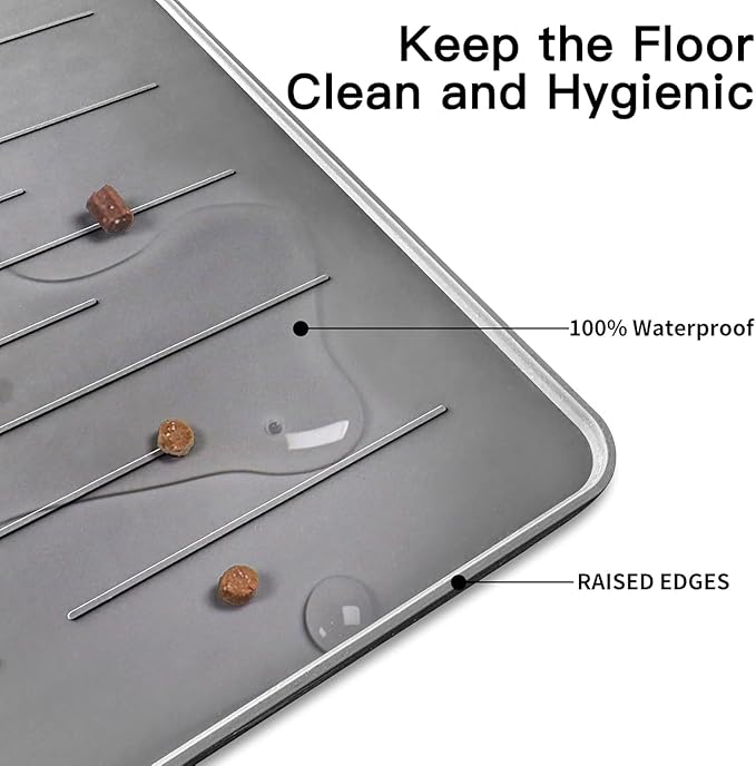 39.4"x29.5" Largest Pet Food Mat, Silicone Dog Mats for Food and Water, Nonslip Pet Feeding Mats for Floors,Dog Cat Bowl Mat with Raised Edges, Dark Brown