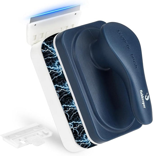 fishkeeper Aquarium Strong Magnetic Glass Cleaner Brush, Fish Tank Algae Magnet Cleaning Tool with 2 Detachable Scrapers, Mag Float Scrubber for 0.2 Inch Glass and Acrylic Tanks