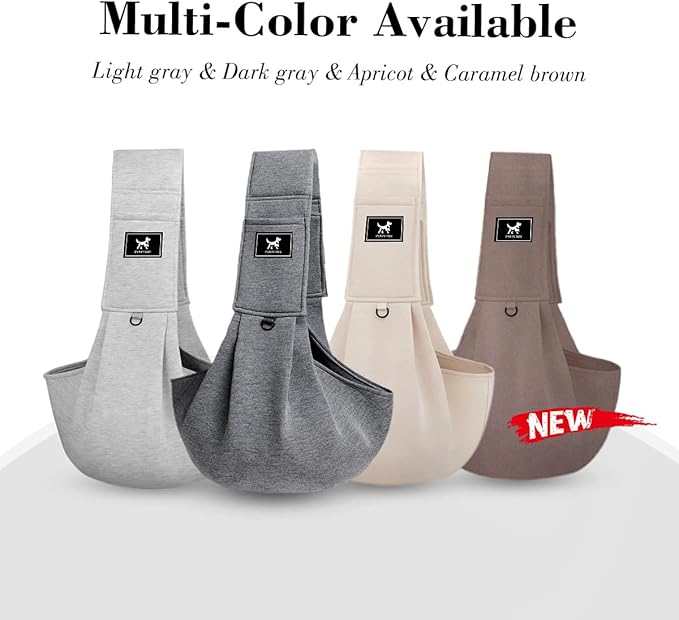 Dog & Cat Carrier Sling, Adjustable Soft Padded Shoulder Puppy Carrier, Hands-Free Dog Carrier Bag with Double Safety Buckles Premium Material for Outdoor Travel (Light Gray, M)