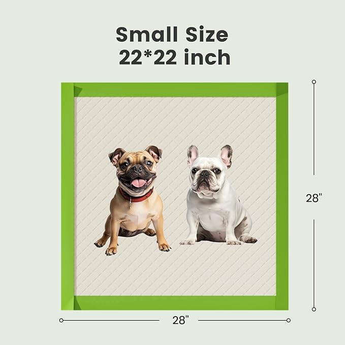 Gardner Pet Dog Pee Pads Rugular 22"x22", Thicker ECO Green Small Disposable Puppy Training Pads Super Absorbent Full Edge-Wrapping Pad for Dogs, Puppies, Doggies, Cats-(50 Count)