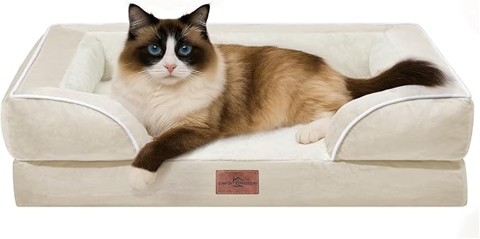 Comfort Expression Small Dog Beds Waterproof Cat Beds Orthopedic Foam Sofa Beds for Small Dogs Comfy Pet Bed with Washable Removable Cover & Non-Slip Bottom(XX-Small,Beige)