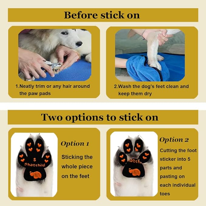 Dog Paw Pads Anti-Slip Grips,Dog Paw Protectors for Senior Dogs on Hot Pavement,Provides Traction to Keep Them from Slipping on Smooth Floors 20 sets-80 Pads Black XXXL