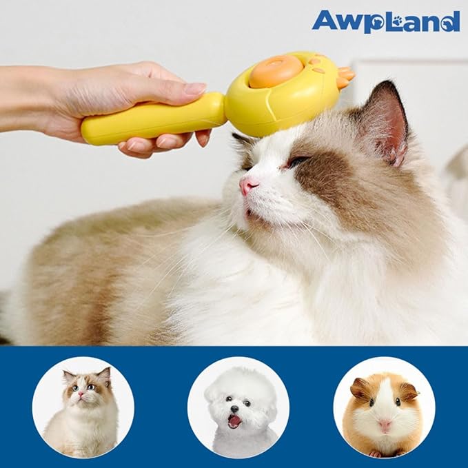 Cat Brush for Short or Long Haired Cats Dogs Rabbits, Cute Dog Brush with Release Button for Massage and Removes Loose Fur