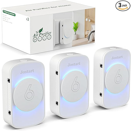 Air Ionizers for Home (3 Pack),Negative Ion Air Filter,Quiet Plug in air fresheners for Bedroom, Office, Kitchen,Garage,Portable Air Purifiers Odor, Smoke Dust, Pets, Mini Air Cleaner White