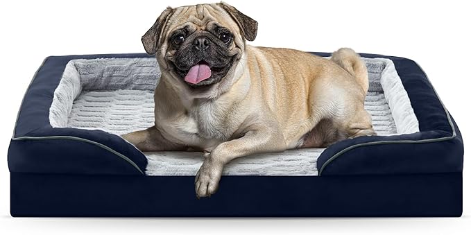 FURTIME Orthopedic Dog Bed for Small Dogs - Waterproof Dog Sofa Beds Small, Supportive Foam Pet Couch Bed with Removable Washable Cover, Waterproof Lining and Nonskid Bottom, Navy Blue