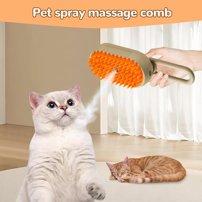 Cat Steam Brush, New 3 in 1 Pet Steam Groomer Brush, Rechargeable Pets Steam Groomer Comb for Massaging and Cleaning Shedding Pet Hair, Multifunctional Hair Removal Comb Cats and Dogs (White)