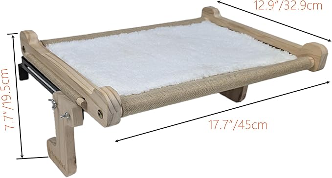 aborishthink Adjustable Cat Window Perch | Sturdy Cat Hammock Window Seat Durable Wood & Metal Frame | Breathable Cover | Ideal for Large & Heavy Cats | Easy Installation for Windowsill