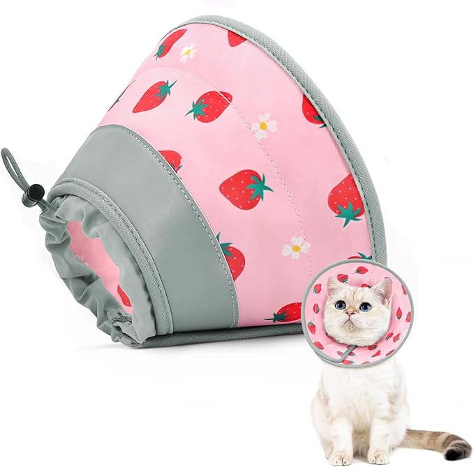 Cat Cone Collar Soft to Stop Licking, Adjustable, Foldable Lightweight Kitten Cones After Surgery Recovery for Cats & Kittens, Cat Cone Alternative (Pink, L)