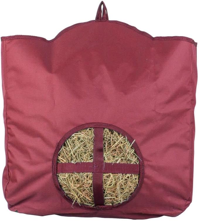 Dura-Tech Nylon Hay Bag for Horses | Color Burgundy | Enhances Digestion with Slow Consumption | Minimizes Hay Waste | Extremely Durable 600 Denier PVC Construction
