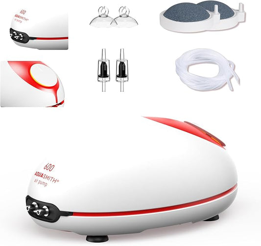 5w Ultra Quiet Aquarium Air Pump, Aquarium Aerator Adjustable Airflow, Single Hole Suitable for 100 to 160 GPH Fish Tank