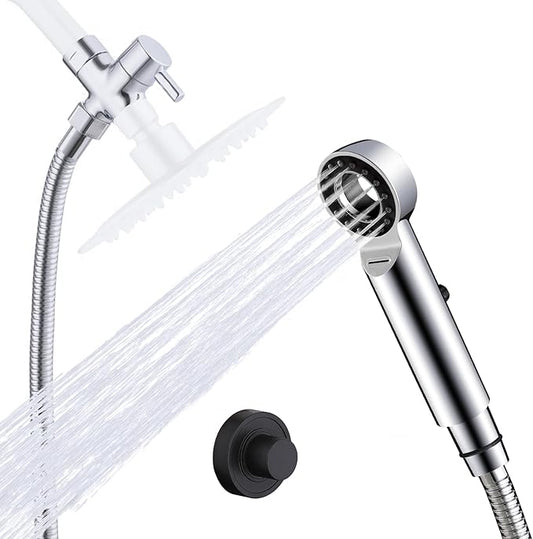 Dog Shower Attachment, 3 Mode Handheld Sprayer with ON/OFF Switch, G1/2" Metal Diverter, 100 Inches Stainless Steel Hose, No Drill Holder, for Pet and Dog Washing in Bathroom