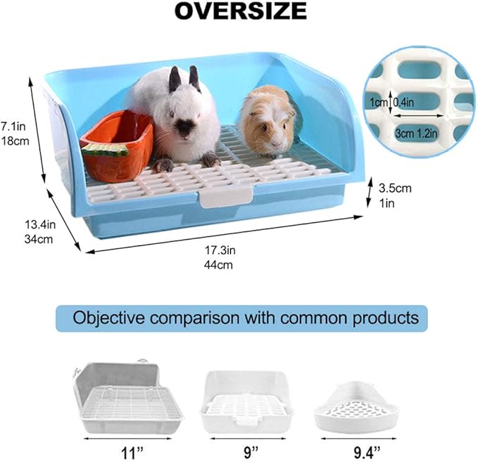 Amakunft Large Rabbit Litter Box, Small Animal Potty Trainer, Bunny Corner Toilet Box for cage, Small Pet Pan for Ferret/Guinea Pig/Chinchilla/Galesaur