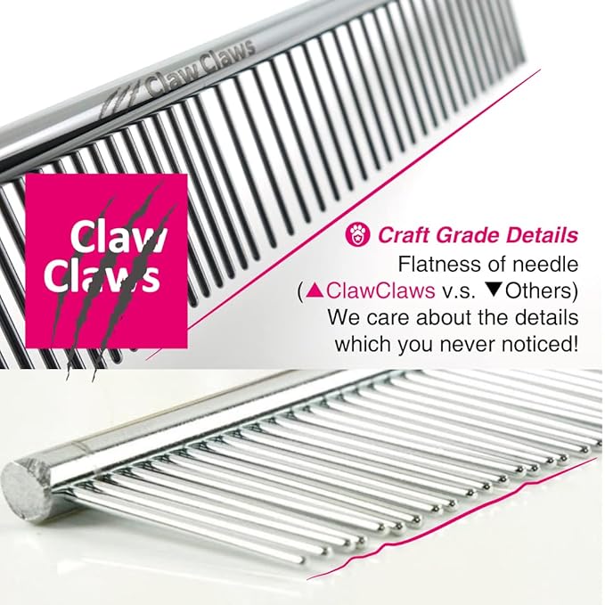 6.1" Comb with Rounded Ends Spine, Pet Comb for Professional Groomer Tool, for Short to Medium Haired Dog, Cat and other pets.
