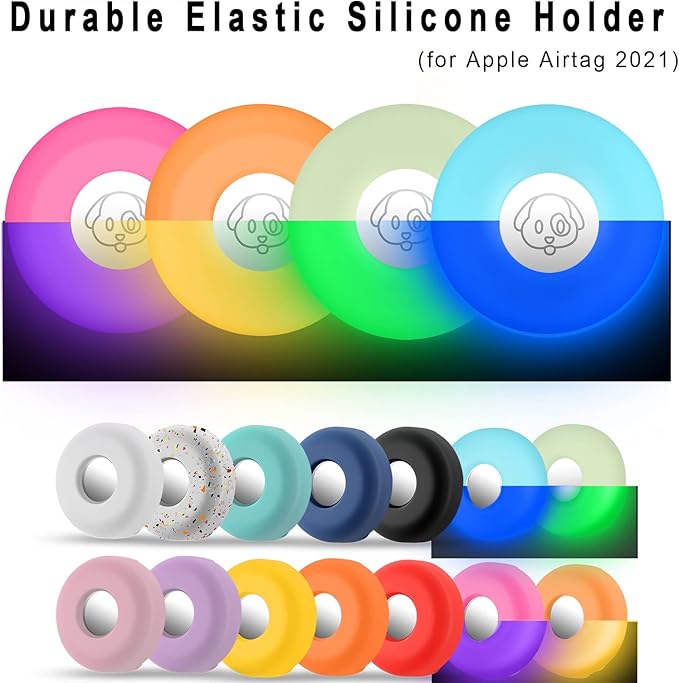 Airtag Holder for Dog Collar, Cibaabo Silicone Air Tag Case Cover Compatible with Apple Airtags for 0.8-1.2inch Cat Pet Collar Harness Loop