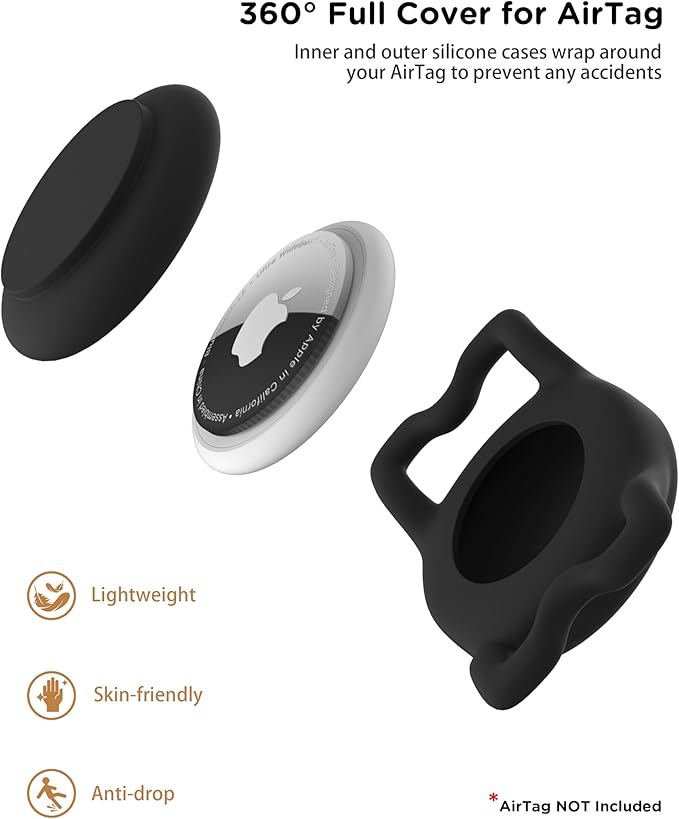 Dog Collar with Waterproof AirTag Holder & Anti-Lost QR Code, Cute Bling Warpping Adjustable Width for Small Medium Large Pet (Black, M)