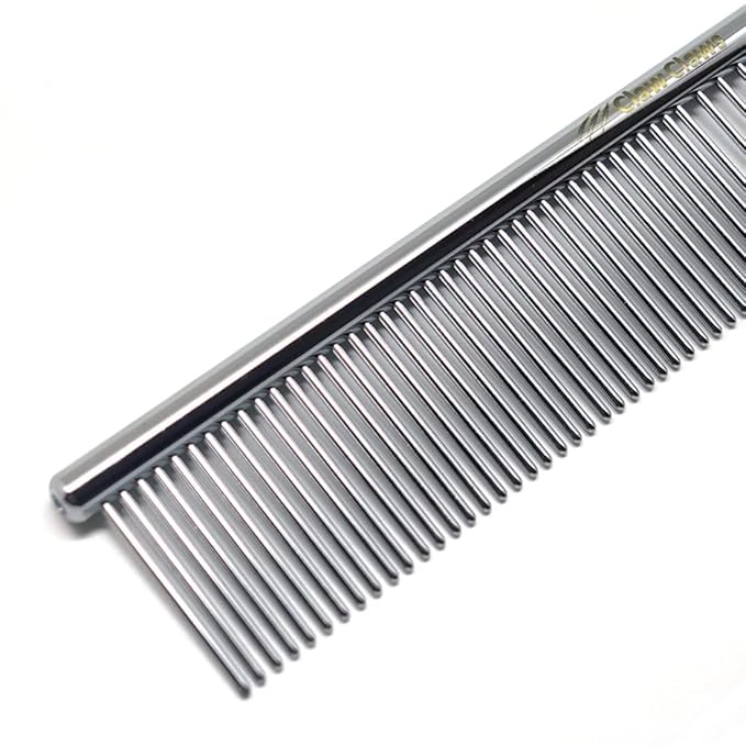 6.1" Comb with Rounded Ends Spine, Pet Comb for Professional Groomer Tool, for Short to Medium Haired Dog, Cat and other pets.
