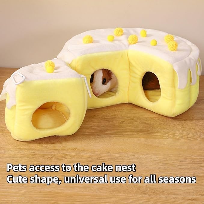 Cozy Cake Hamster House - Soft Plush Hideout & Tunnel Bed for Guinea Pigs, Syrian Hamsters, and Small Animals - Adorable, Warm & Washable Hideaway for All Seasons, Perfect Cage Accessory