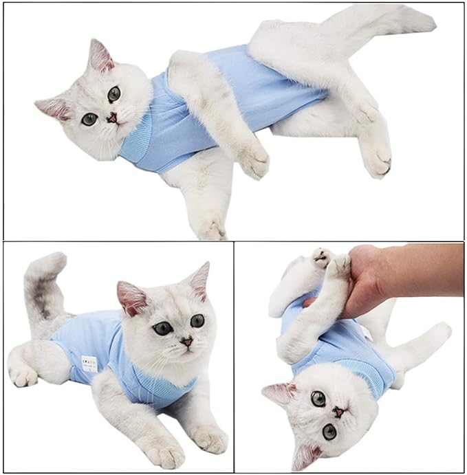 Cat Recovery Suit for Abdominal Wounds or Skin Diseases, Cat Onesie for Cats After Surgery Female Kitten Recovery Suit, Breathable E-Collar Alternative for Cats After Spay Anti Licking Wounds