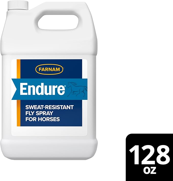 Farnam Endure Sweat-Resistant Fly Spray for Horses, Lasts Up to 14 Days, Protects Against Flies, Gnats, Mosquitoes, Ticks & Lice, 128 oz.