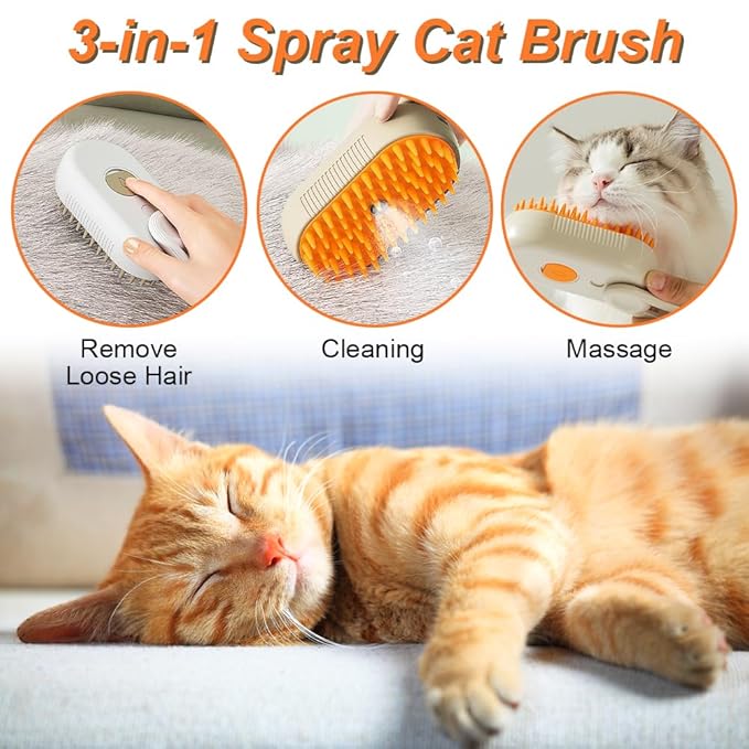 Cat Steam Brush for Shedding - 2025 New Grooming With Steam, Rechargeable Pet Brush for Dogs and Cat,Anti-Static,Massage, Cleaning, Shedding & Combing All In One