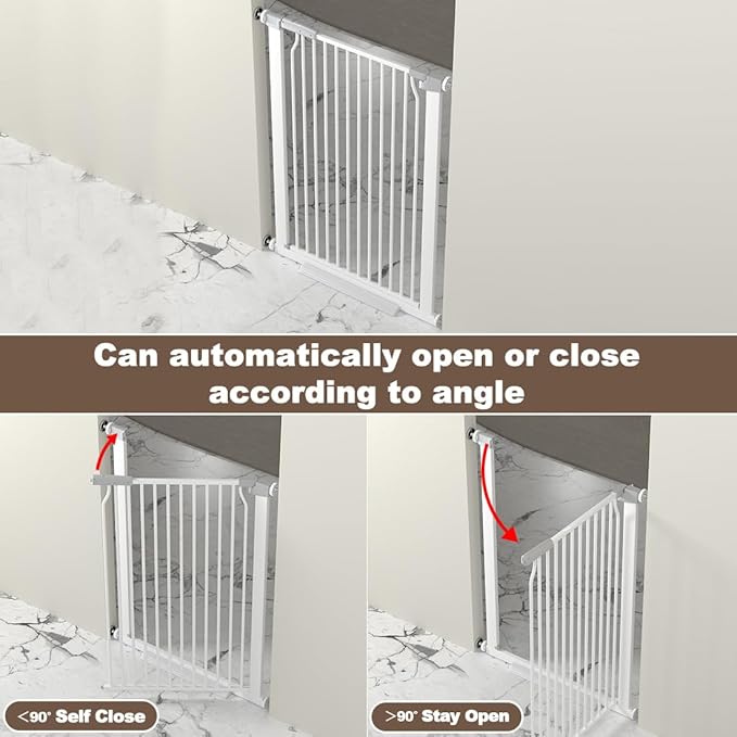 41" Extra Tall and Wide Baby Gate, 72.3-74" Wide Pet Cat Gate for Doorway, Extra Wide Pressure Mounted Child Door with Expansion Kit, Metal Safe Gate, Tall Dog Gate, White