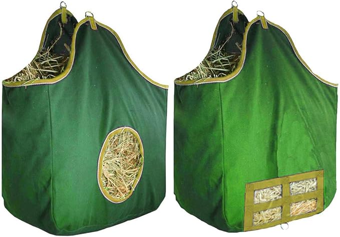 Derby Originals Large 24 OZ Canvas Horse Hay Bag 2 Sided Combo Design X Wide Gusset and 6 Month Warranty