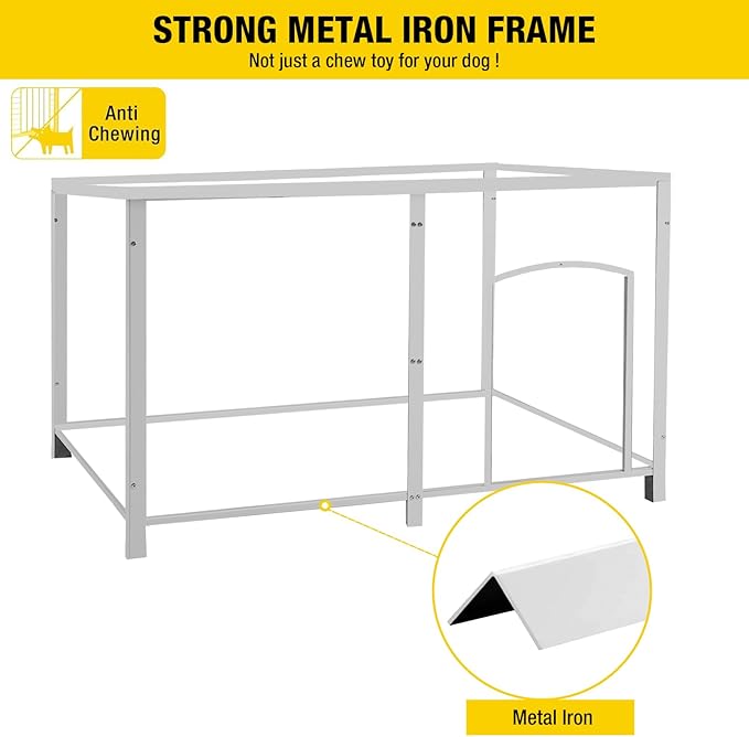 Aivituvin Large Dog House with Insulated Liner for Outdoor, Waterproof Outsides Heated Dog Kennel for Small Medium Large Dog with All-Around Iron Frame