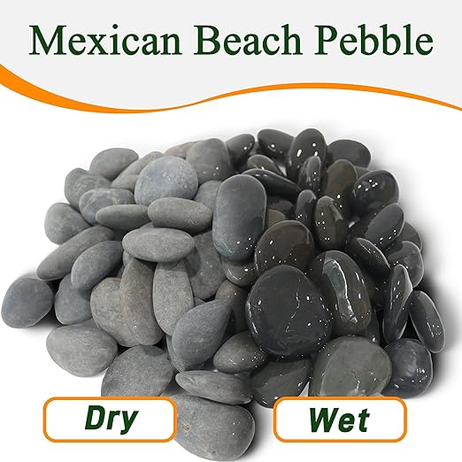 45 LB Mexican Beach Pebbles - 1-2 Inch Decorative River Rocks for Landscaping, Garden Paving, Plant Rocks, Crafting, Walkways, Backyard, Grey Natural Unpolished Bulk Stones